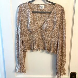 Princess Polly Floral Blouse - Cream and Brown